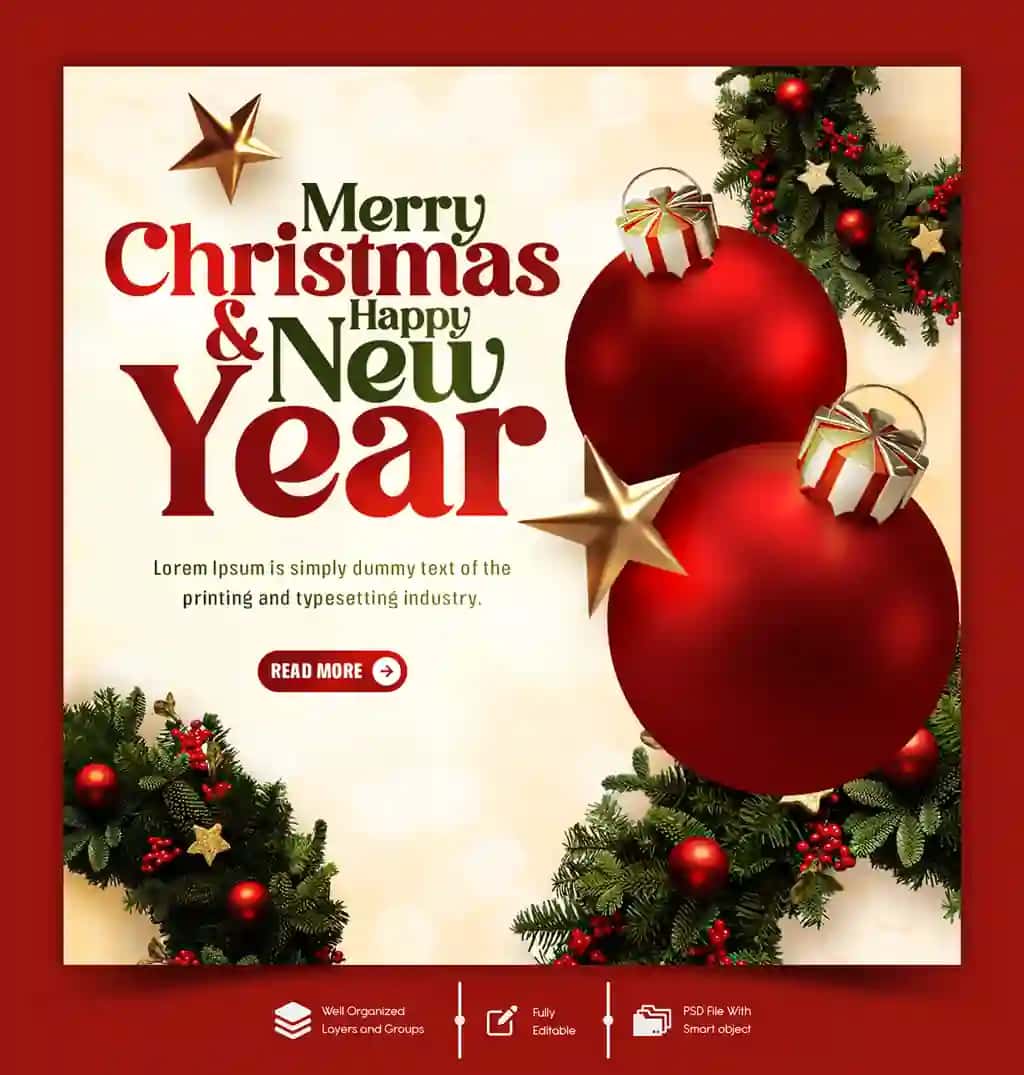 Muborak Rojdestvo, yangi yil 2024 ijtimoiy media posti | Merry christmas happy new year 2024 celebration social media post