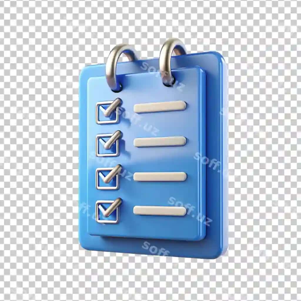 Ko'k papka tekshirish ro'yxati bilan | Blue folder with checklist