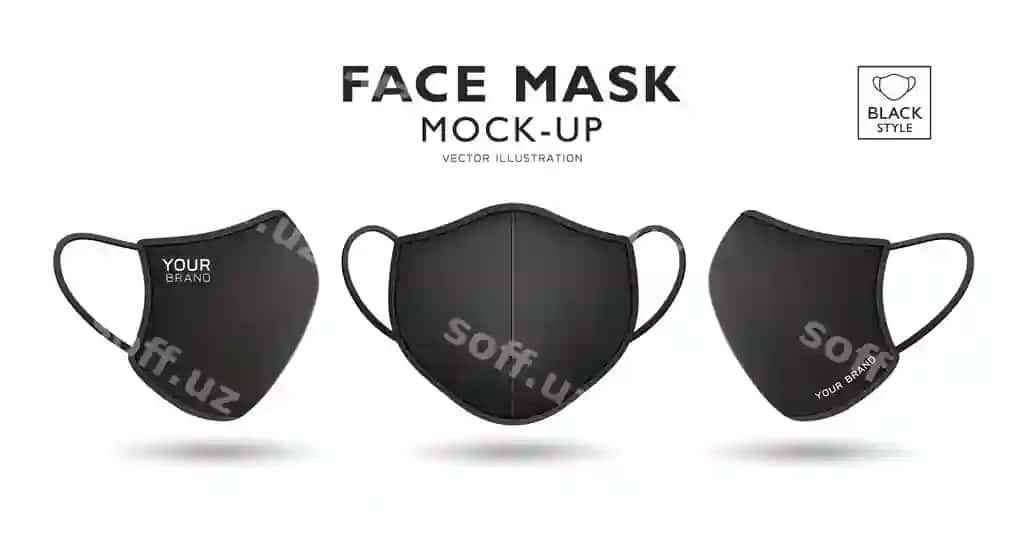 Yuz maskasi ip qora rang | Face mask fabric black color 2