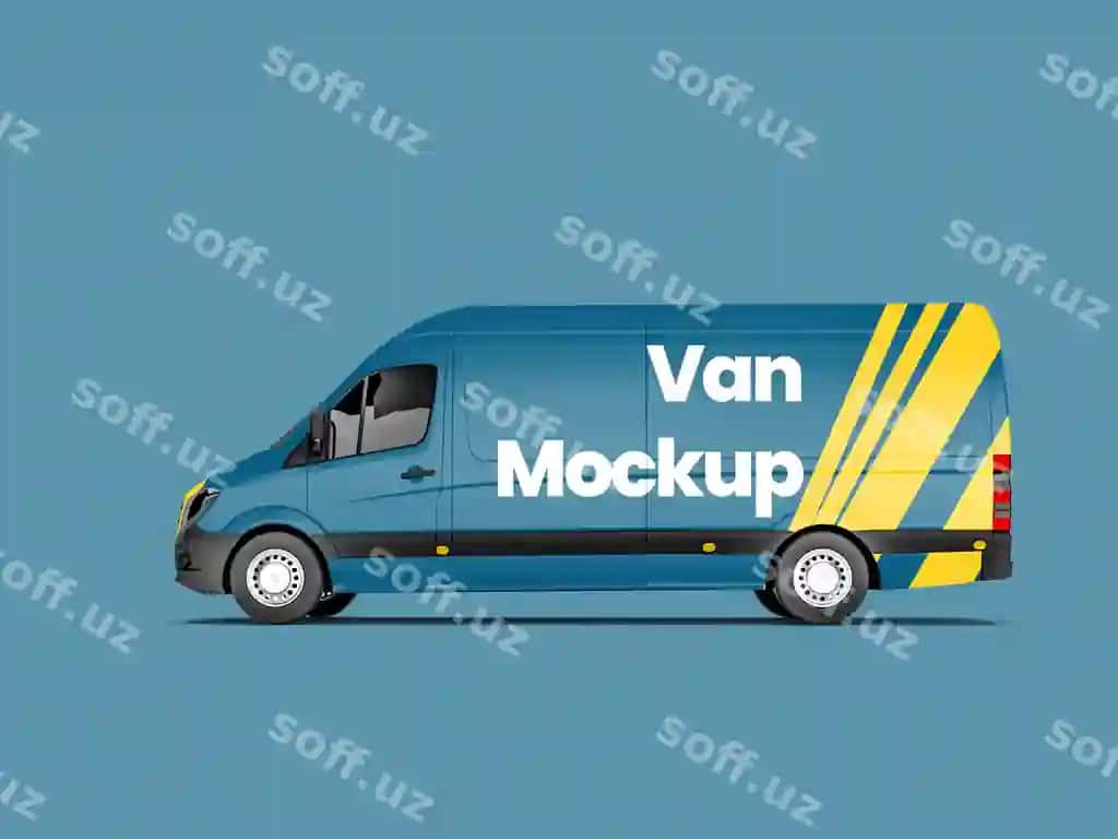 Yon ko'rinishdagi furgon maketi | Side view van mockup