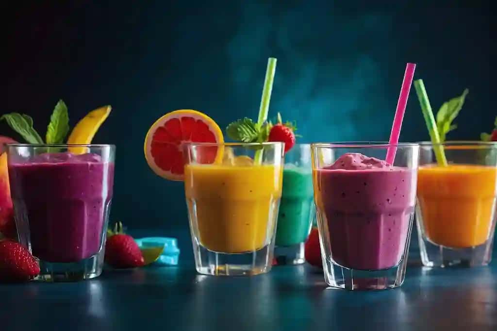 Yorqin foto fitnes sinfidagi smetalar | Vibrant photo fitness class smoothies