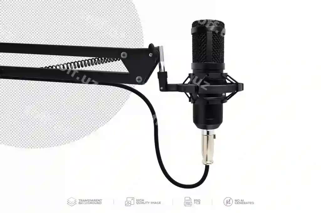 Professional studio podkast mikrofoni shaffof fon | Professional studio podcast microphone transparent background