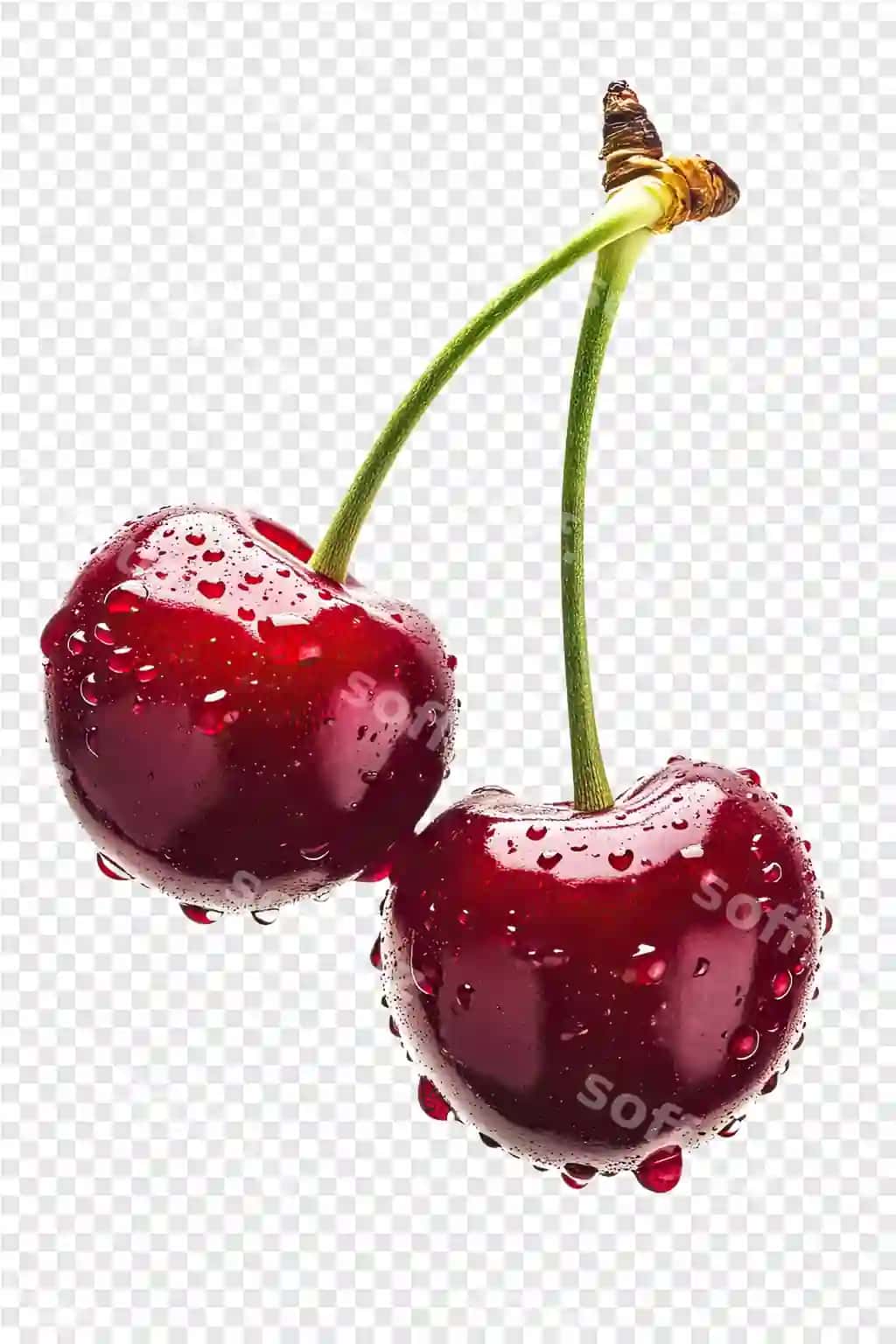 Gilos suv tomchilari shaffof fondir | Cherries are water droplets transparent background