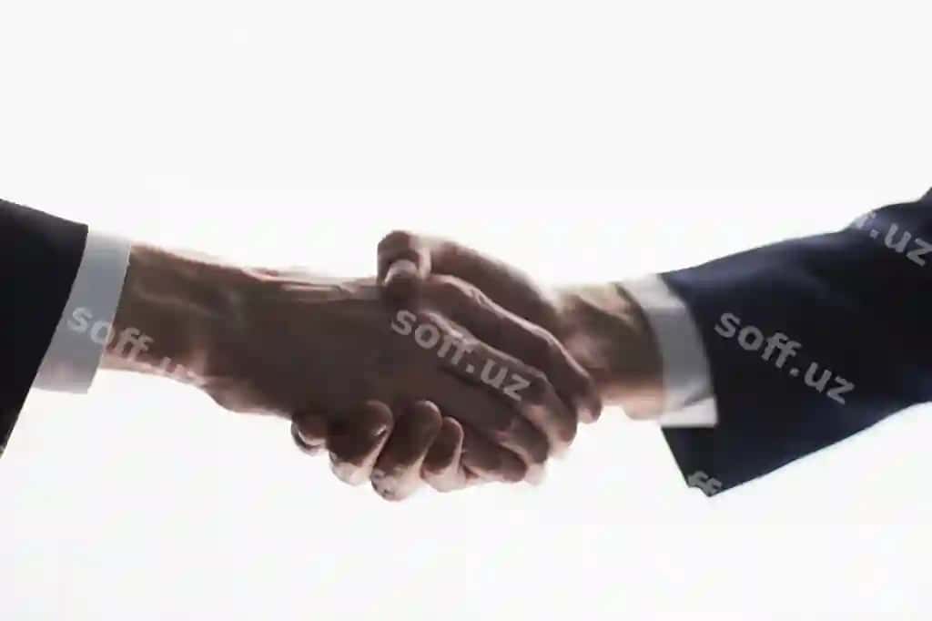 Biznes qo'l borishi qo'l tutish oq orqa fonda | Business handshake hand holding white background