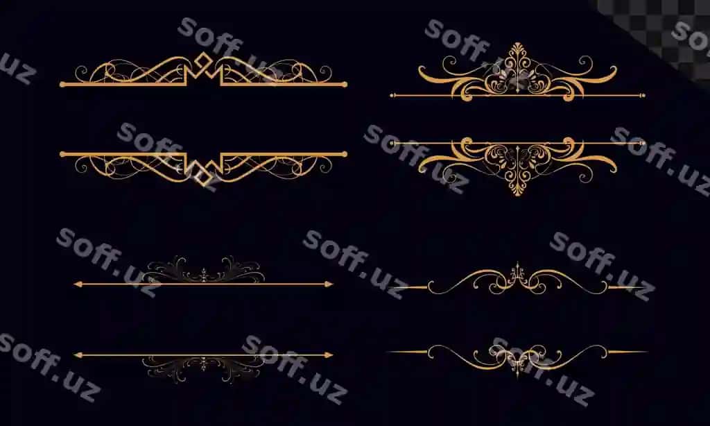 Hashamatli bezak dizayni to'plami shaffof fon | Luxury ornamental design collection transparent background