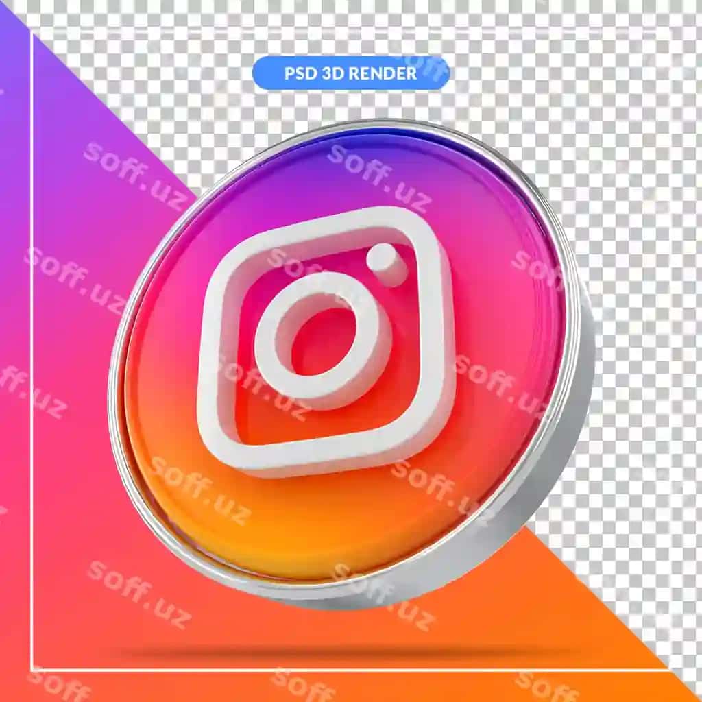 Instagram logotipi ijtimoiy media 3D uslublari | Instagram logo social media 3d styles