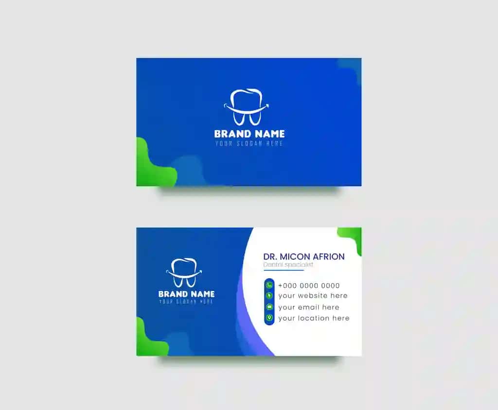 Vektorli tibbiy tashrif kartasi stomatolog stomatologiya klinikasi | Vector medical business card dentist dental clinic