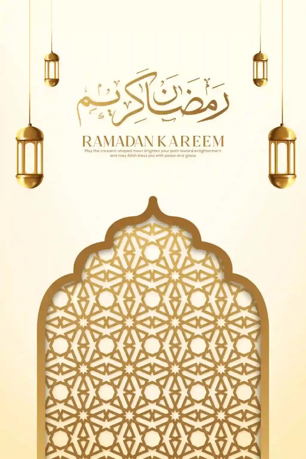 Ramazon kareem islomiy tabrik foni oltin 3D yarim oy | Ramadan kareem islamic greeting background golden 3d crescent moon