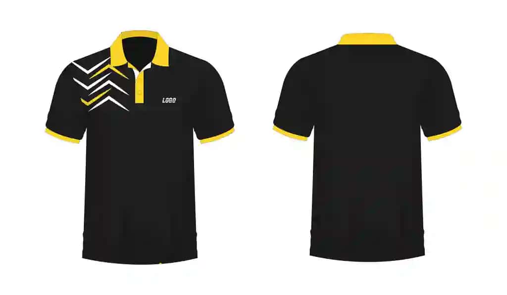 Futbolka polo sariq qora shablon dizayn oq fon | T shirt polo yellow black template design white background