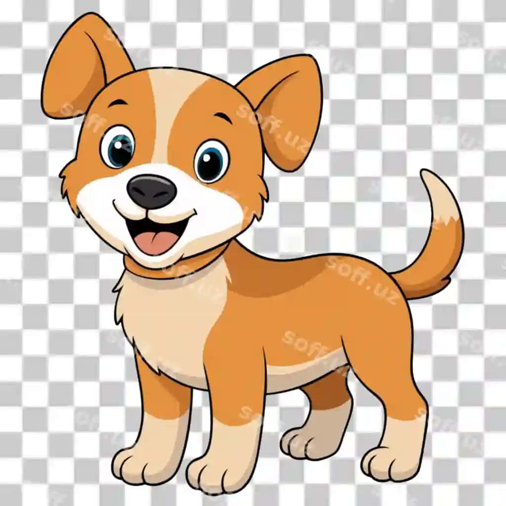 Shaffof fonga ega yuzi bilan katta tabassumli multfilm it | Cartoon dog with big smile its face with transparent background