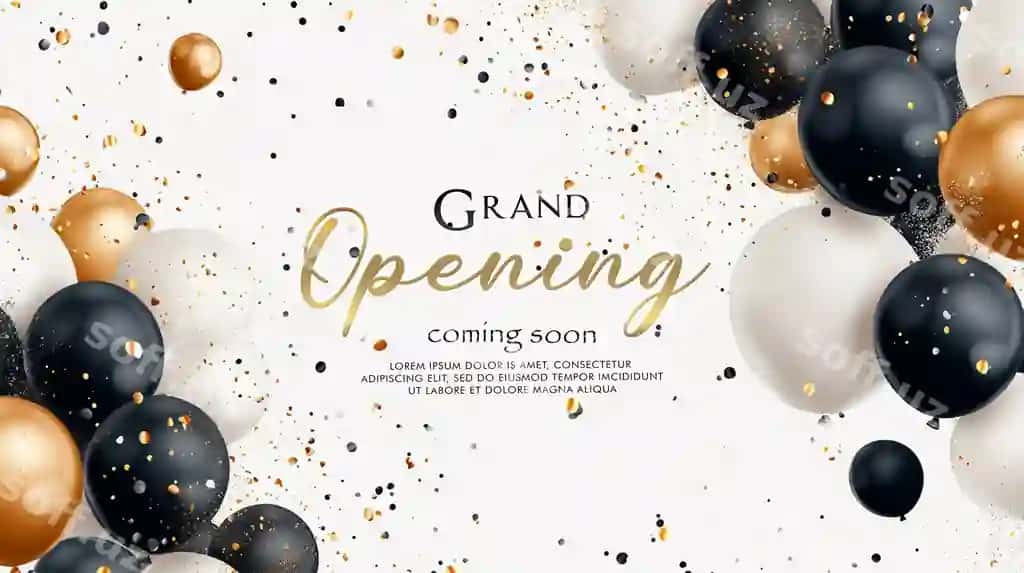 Tabrik to'yxona banneri rangli sharqillar konfetti orqa fon | Celebration party banner with color balloons confetti background