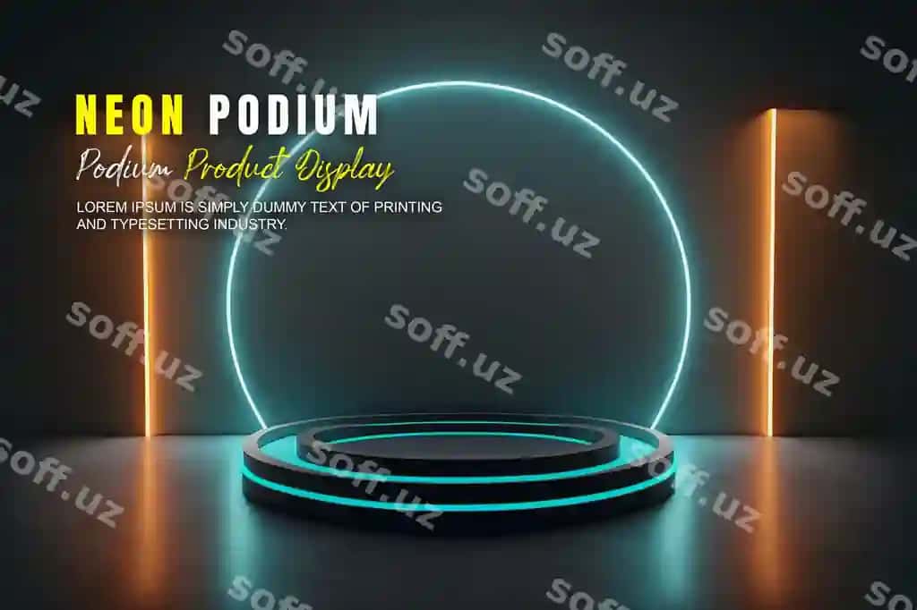 Futuristik podium sahnasi namoyishi maketi mahsulot taqdimoti bilan | Futuristic podium stage display mockup product presentation with
