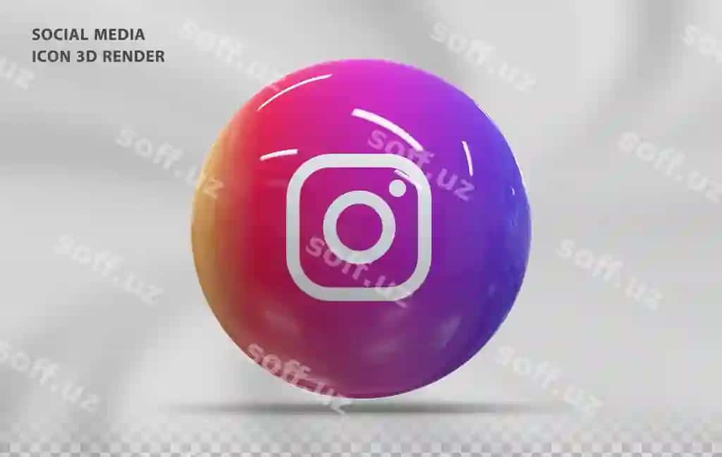 Instagram ikonka 3d luks rendering | Instagram icon 3d luxury rendering
