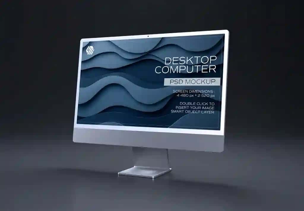 Ish stoli kompyuter ekrani izolyatsiya qilingan qora maket | Desktop computer display isolated black mockup