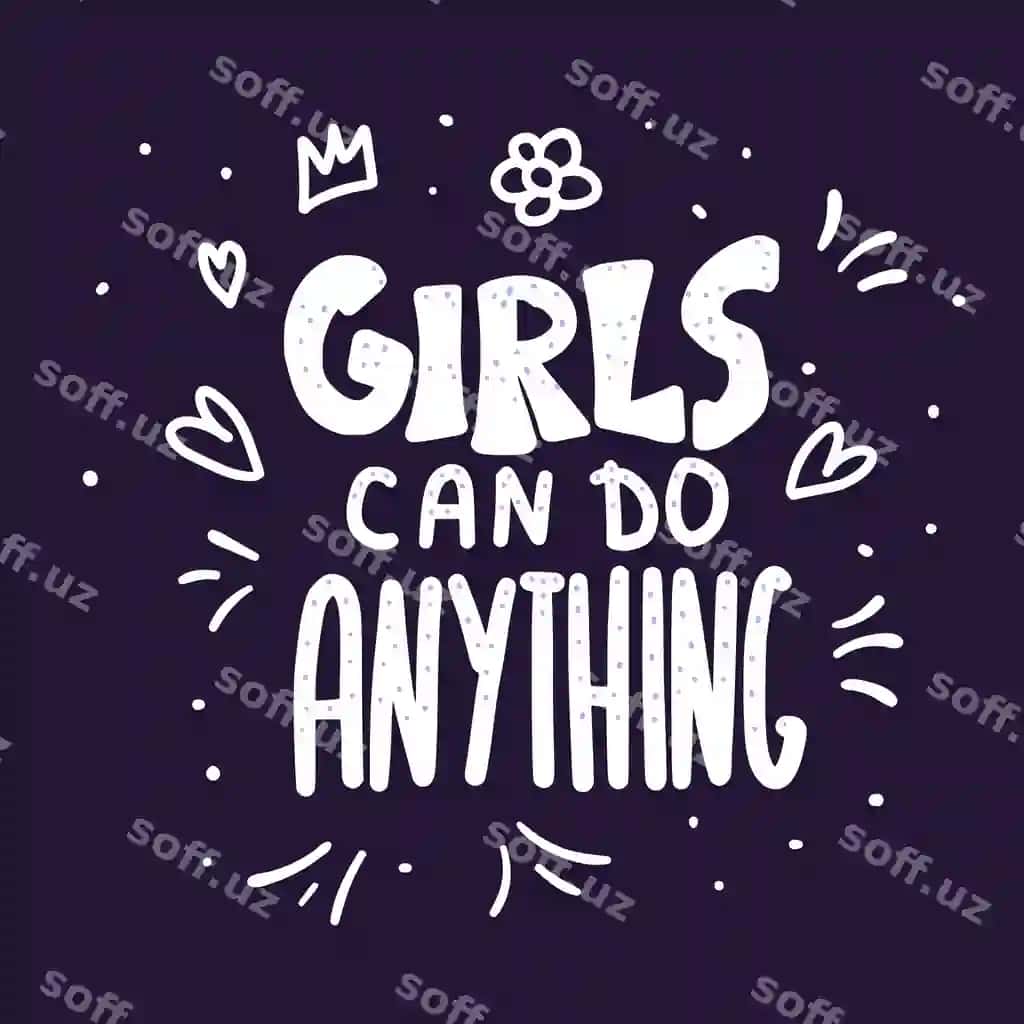 Qizlar hech narsani iqtibos vektor illustratsiyasi | Girls can anything quote vector illustration