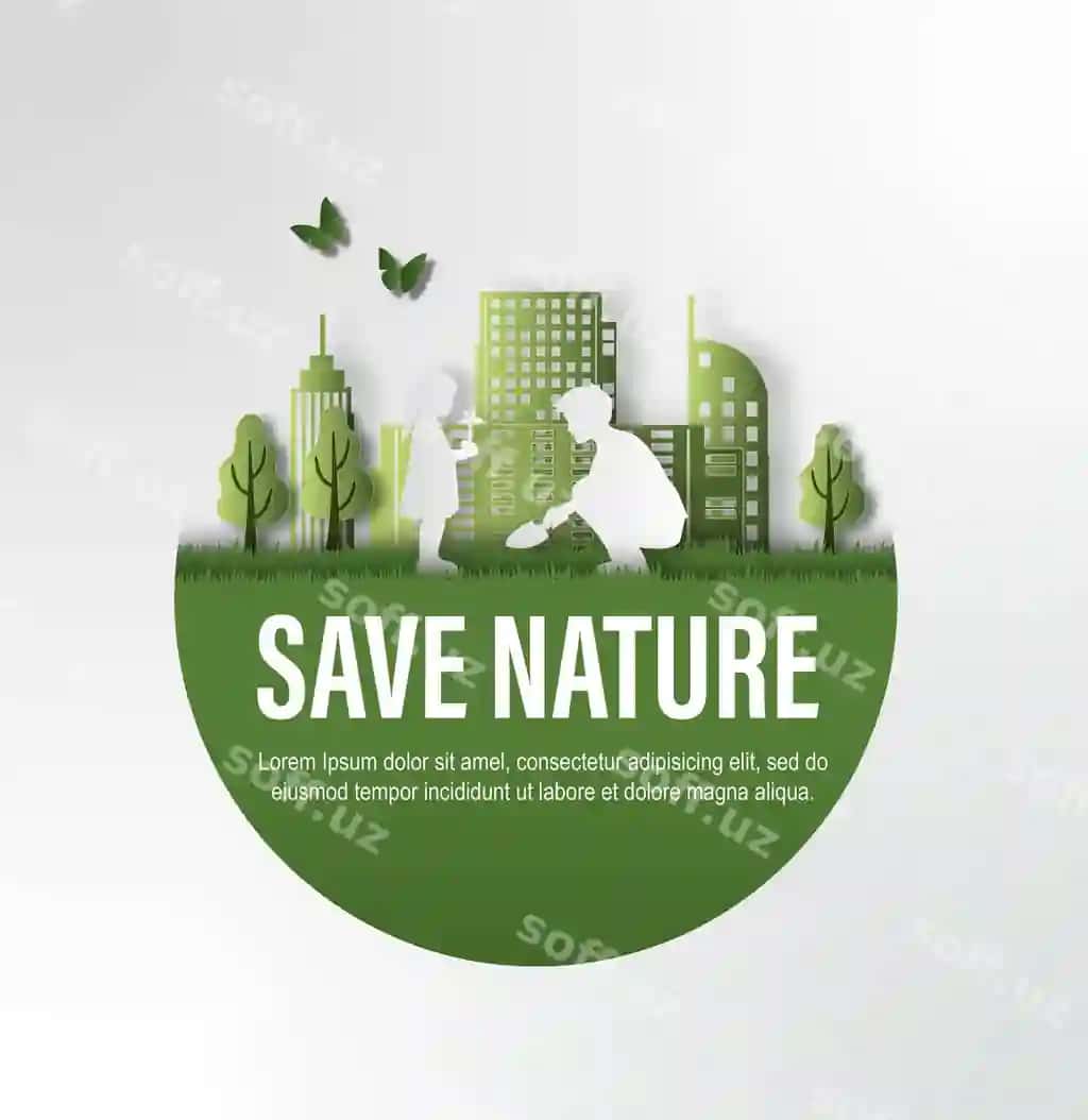 Tabiatni saqlash illustratsiyasi qog'oz san'at uslubi | Save nature illustration paper art style