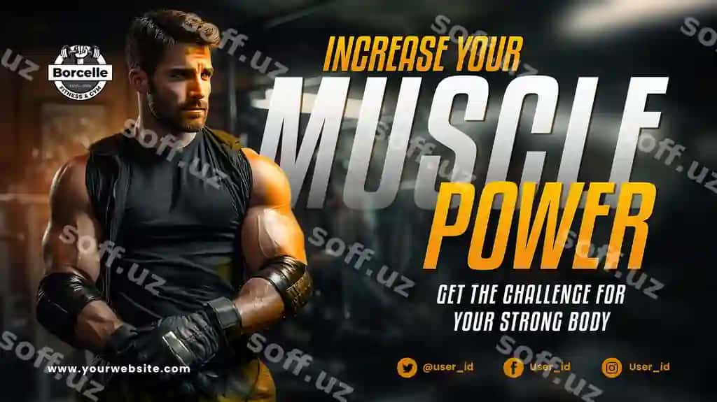 Fitness gimnastika zalida mashq qilish uchun flayer posti banner shablonlari | Fitness gym workout flyer post banner templates