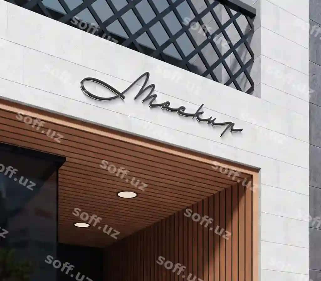 Doʻkon fasad logotipi mockup | Store facade logo mockup