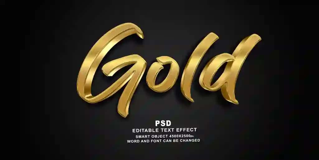 Oltin 3D tahrirlanadigan fotoshop matn effekti uslubi | Gold 3d editable photoshop text effect style