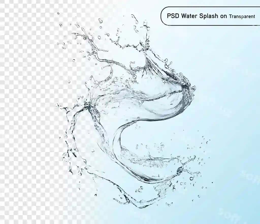 Moviy suv chayqalishi izolyatsiya qilingan shaffof fon psd png | Blue water splash isolated transparent background psd png