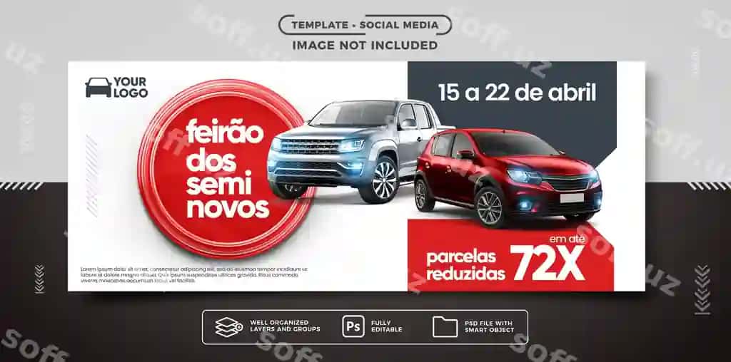 Avtomobil sotuvlar ijtimoiy tarmoqlar uchun baner shabloni | Vehicle sales social media banner template