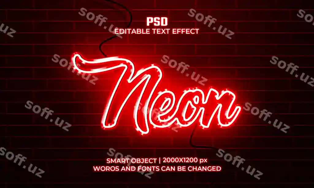 Neon belgisi matn effekti premium psd fon bilan | Neon sign text effect premium psd with background