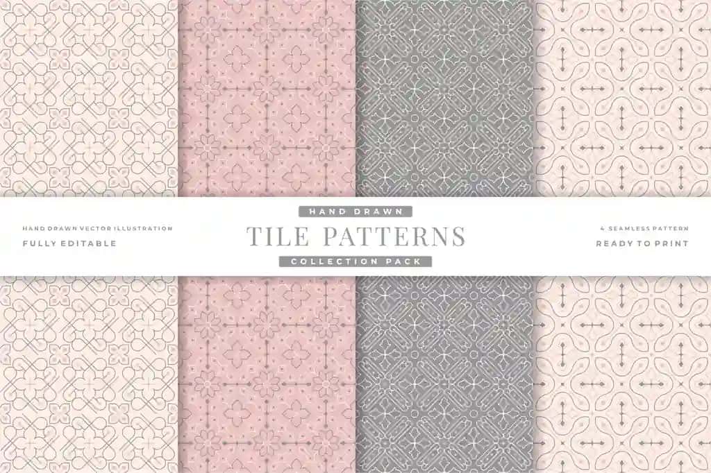 Qo'lda chizilgan vintage kafel naqshlari to'plami 8 | Hand drawn vintage tile patterns collection 8