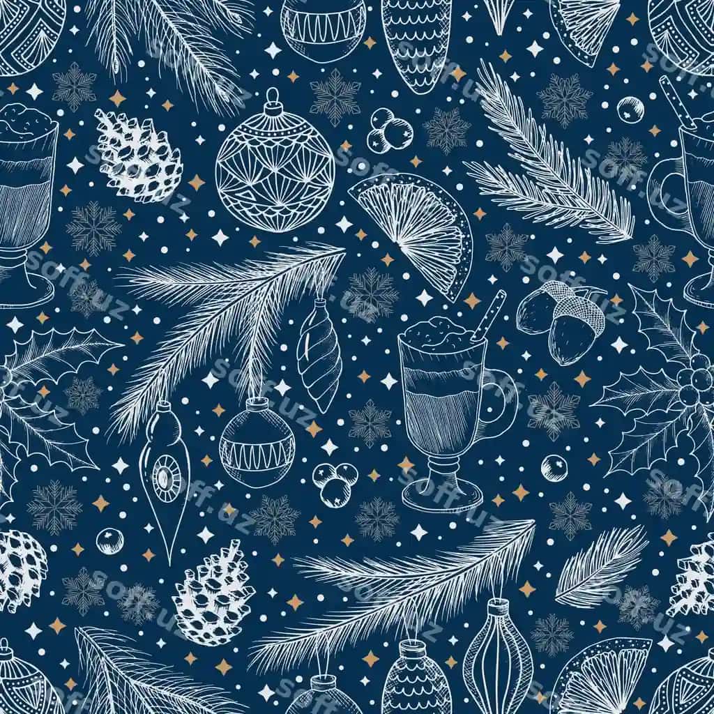 Qish chegarasiz naqsh Yangi yil shohonati sarmoizlari boringlar vektor | Winter seamless pattern with christmas tree branches berries vector