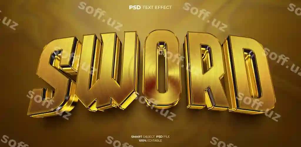 Qilich 3D tahrirlanadigan matn effekti | Sword 3d editable text effect