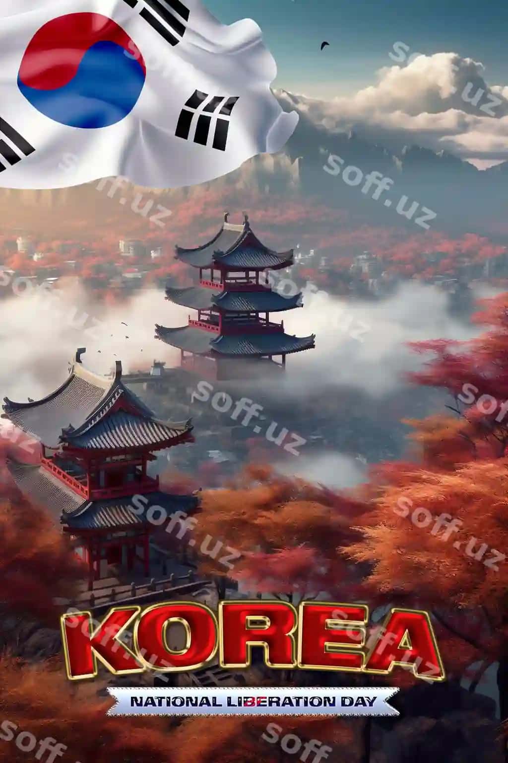Koreya mustaqillik kuni tabriklama poytaxti şabloni | Korean independence day greeting poster template