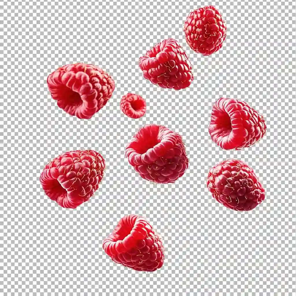 Malinali havoda suzuvchi izolyatsiyalangan oq fon | Raspberry floating air isolated white background