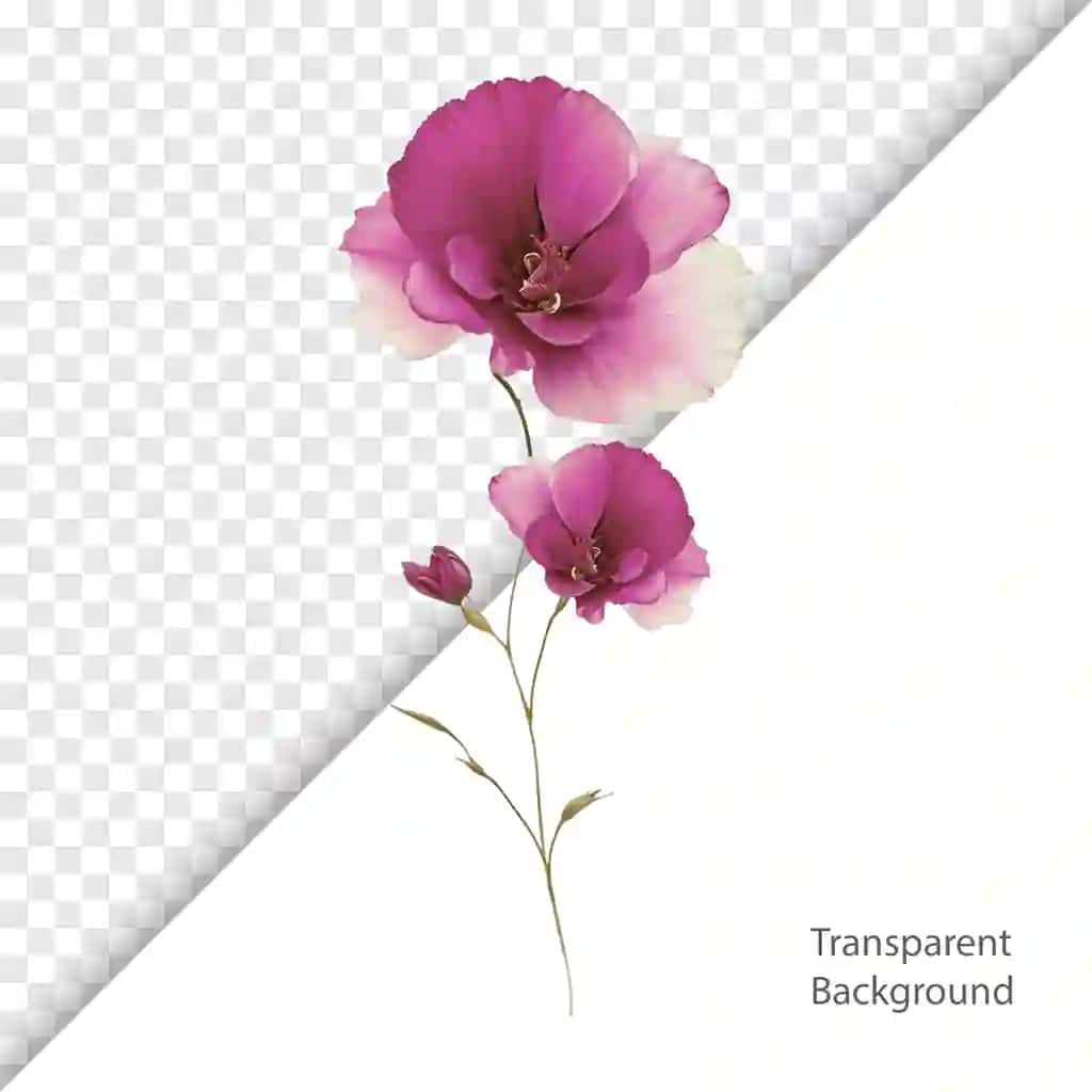 Akvarel binafsha gullar shaffof fon | Watercolor purple flowers transparent background
