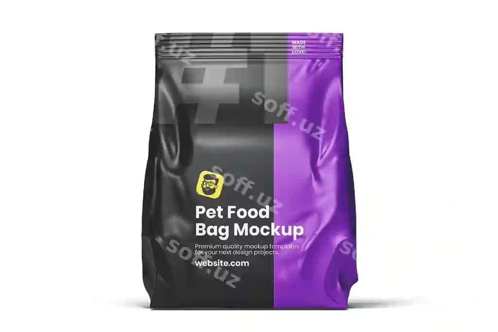 Hayvon uchun ovqat sumkasi namunasi | Pet food bag mockup