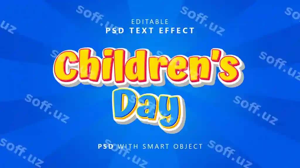 Bolalar kuni matn effekti | Children s day text effect