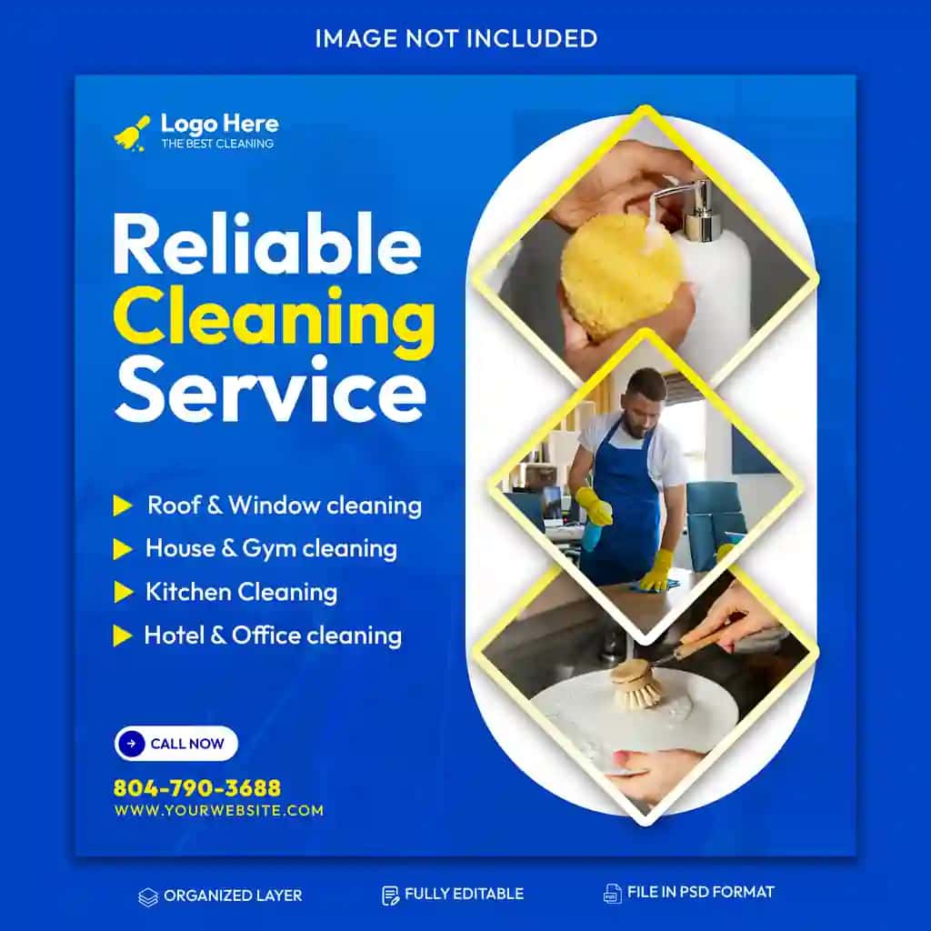 Tozalash xizmati ijtimoiy tarmoq post banner shabloni | Cleaning service social media post banner template
