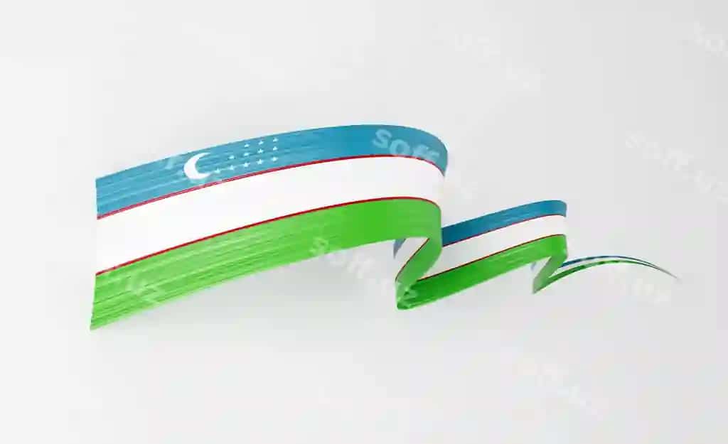 3D bayroq o'zbekiston 3D to'lqinli yaltiroq o'zbekiston lentasi izolyatsiya qilingan oq fon 3D illyustratsiya | 3d flag uzbekistan 3d wavy shiny uzbekistan ribbon isolated white background 3d illustration