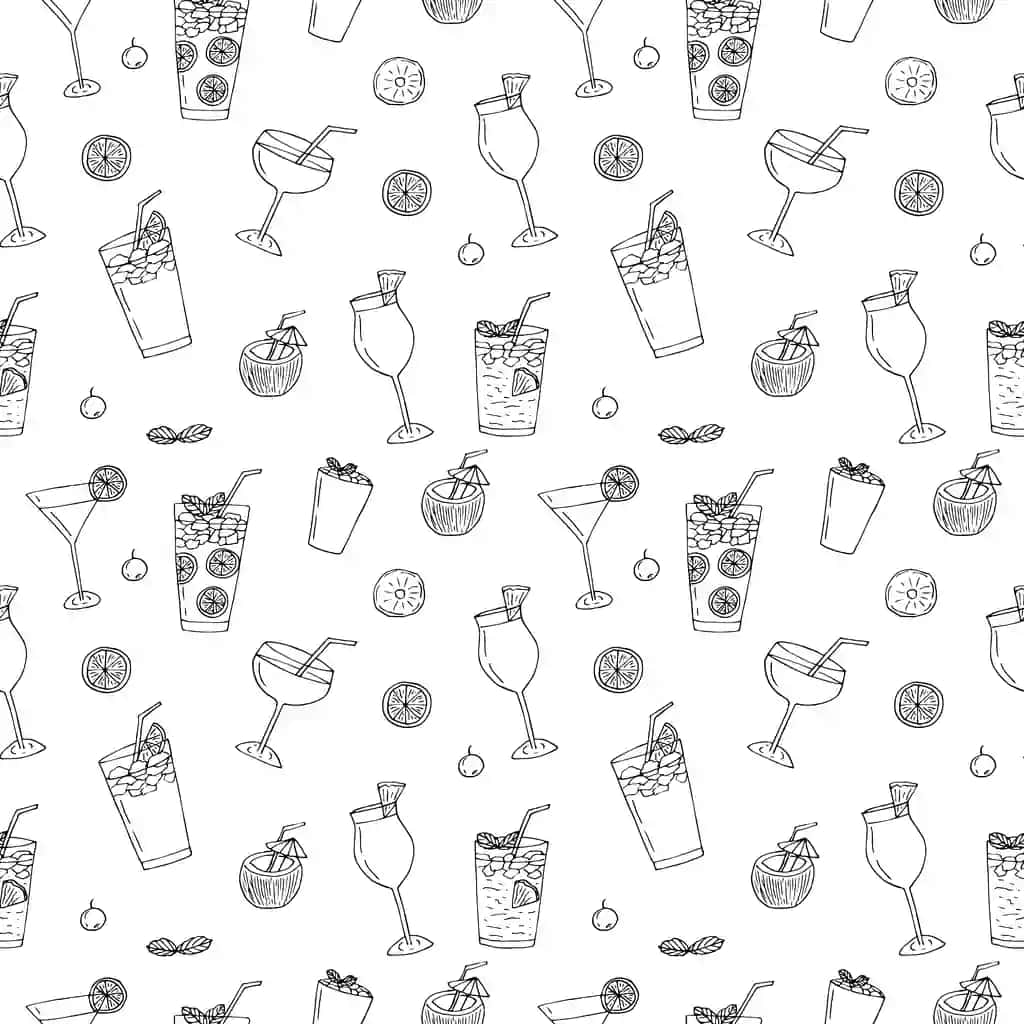 Kokteyllar choksiz naqsh vektor illyustratsiyasi qo'lda chizilgan dudlelar | Cocktails seamless pattern vector illustration hand drawing doodles