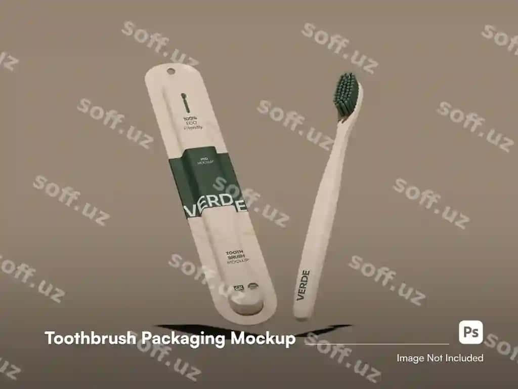 Eko-do'st tish chozuvchi qadoqlash bilan ajraltirilgan namuna | Ecofriendly toothbrush with packaging isolated mockup