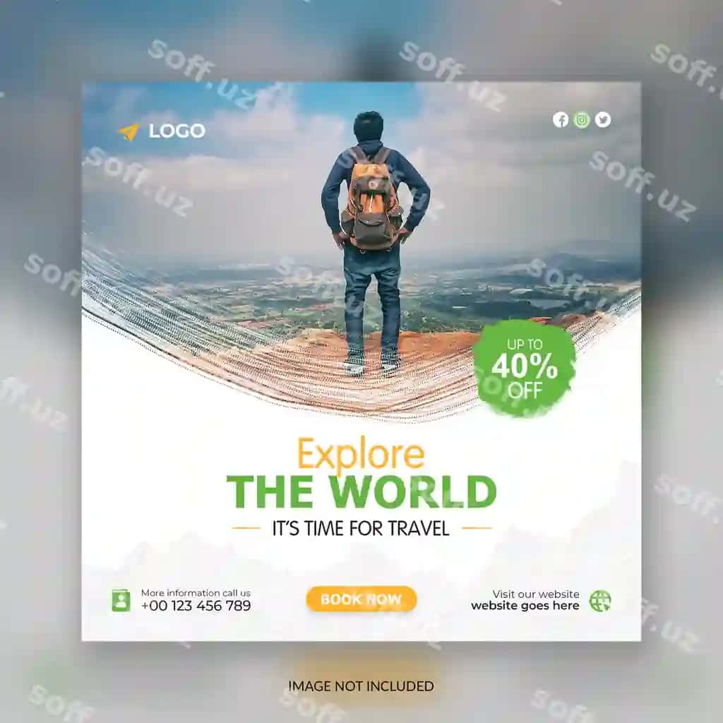 Sayohat turlari uchun ijtimoiy media Instagram posti va veb banner shabloni | Travel tour social media instagram post web banner template