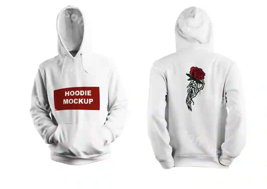 Qizil gulli oq kaput | White hoodie with red rose it