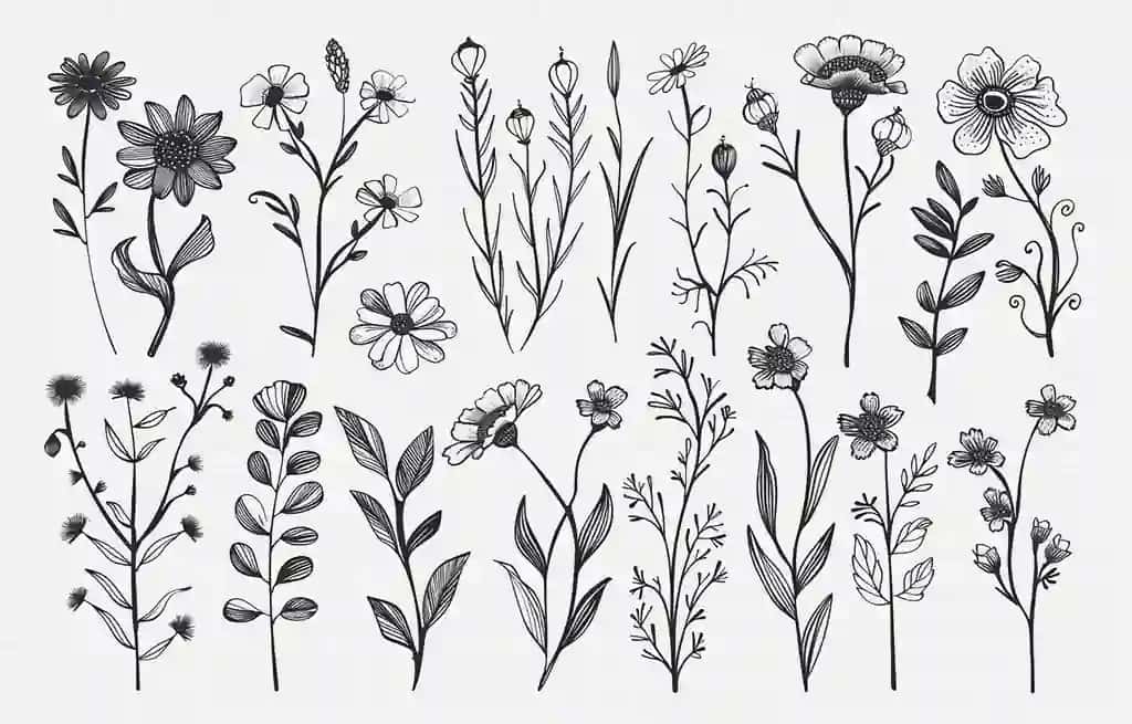 Turli xil gullar barglarini joylashtiring | Set different flowers leaves