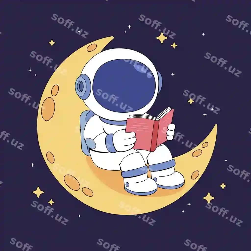 Oy kitobini o'qiyotgan kosmonavt | Astronaut reading book moon