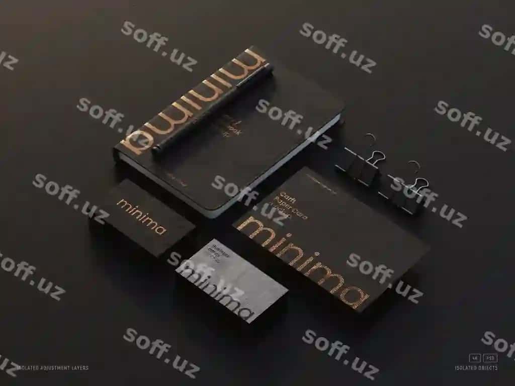 Bozoroviy brendlash qog'ozlar to'plami mockup biznes kartalari daftar bilan | Luxury branding stationery set mockup with business cards notebook