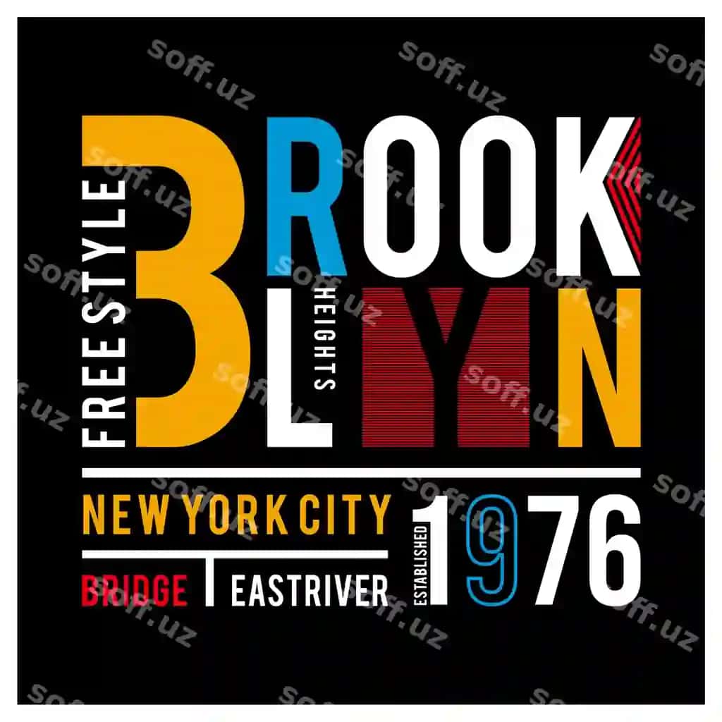 Brooklyn tipografiya grafik futbolka dizayni vektor illustratsiya san'atiy | Brooklyn typography graphic t shirt design vector illustration artistic