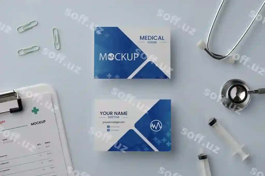 Vizitka doktori maketi dizayni | Business card doctor mockup design