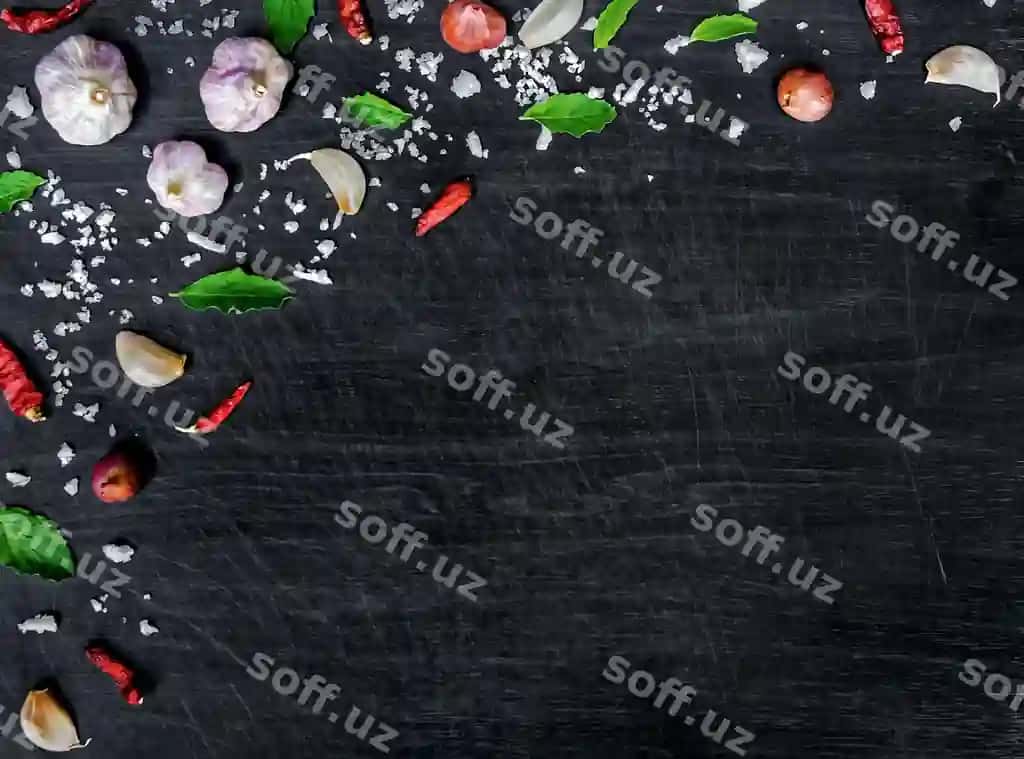 Yuqori ko'rinishdagi oziq-ovqat ingredientlari ziravorlar jadvali | Top view food ingredients condiment table
