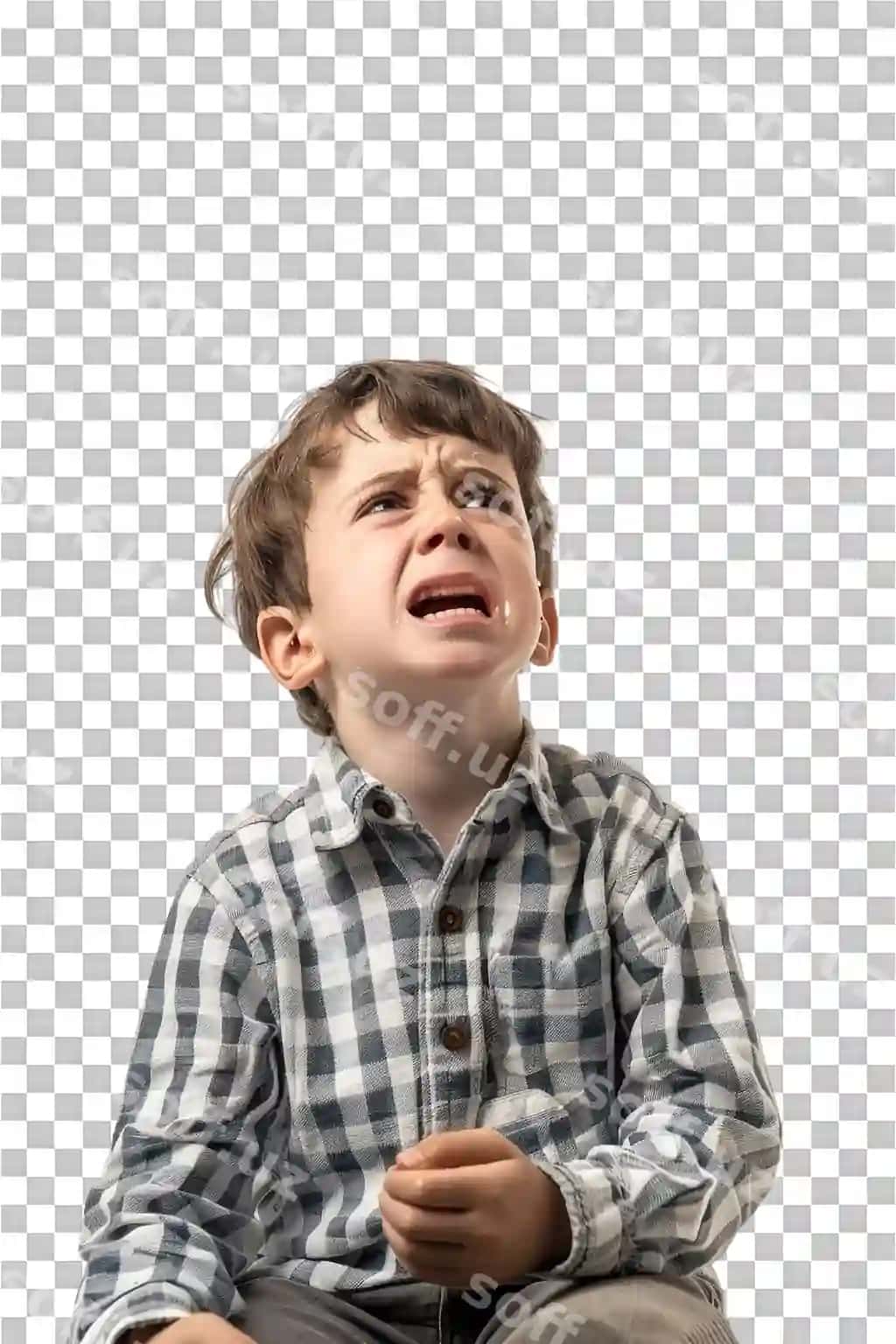 Gulaydi yosh o'g'li ajralgan shaffof fonda | Crying kid boy isolated transparent background 2