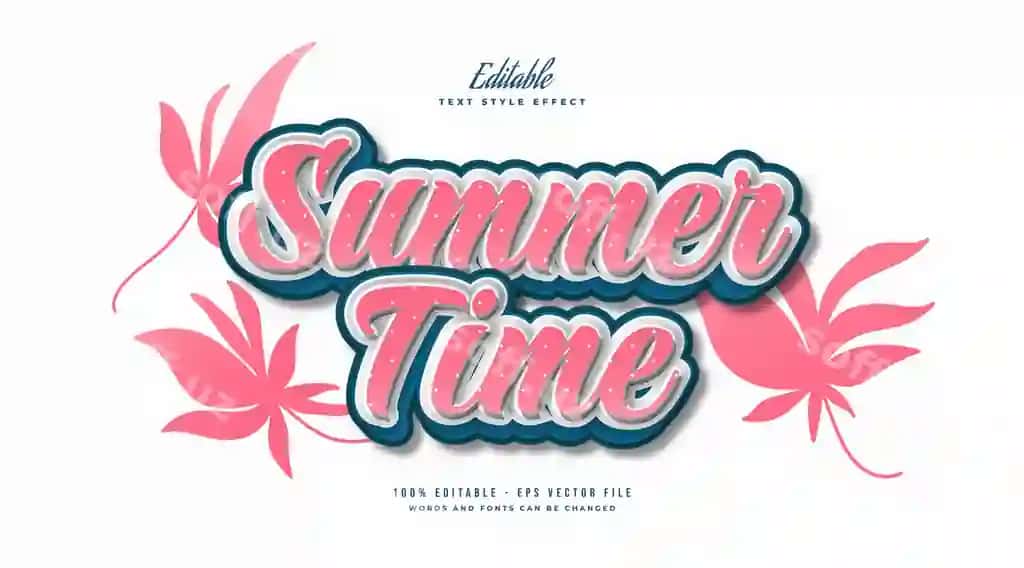 Yoz vaqti matni ko'k binafshe eski uslub tahrir qilish mumkin matn uslubi effekti | Summer time text blue pink vintage style editable text style effect