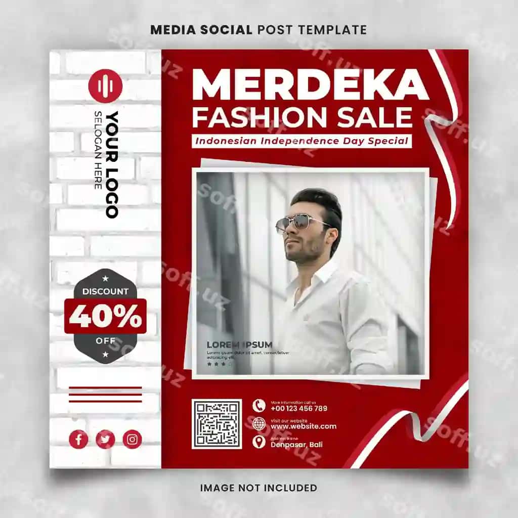 Indoneziya mustaqillik kuni moda chegirmalari uchun ijtimoiy tarmoqlar post shabloni | Indonesian independence day fashion sale social media post template