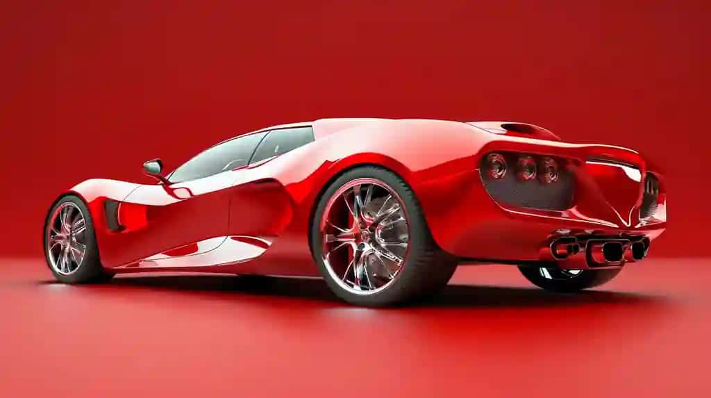 Jonli qizil fonda qizil sport avtomobili | Red sports car against vibrant red background